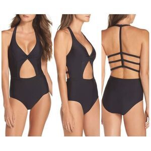 NWT!‎ BCA by Rebecca Virtue Cutout One-Piece Swimsuit Black [ SZ Small ] #995